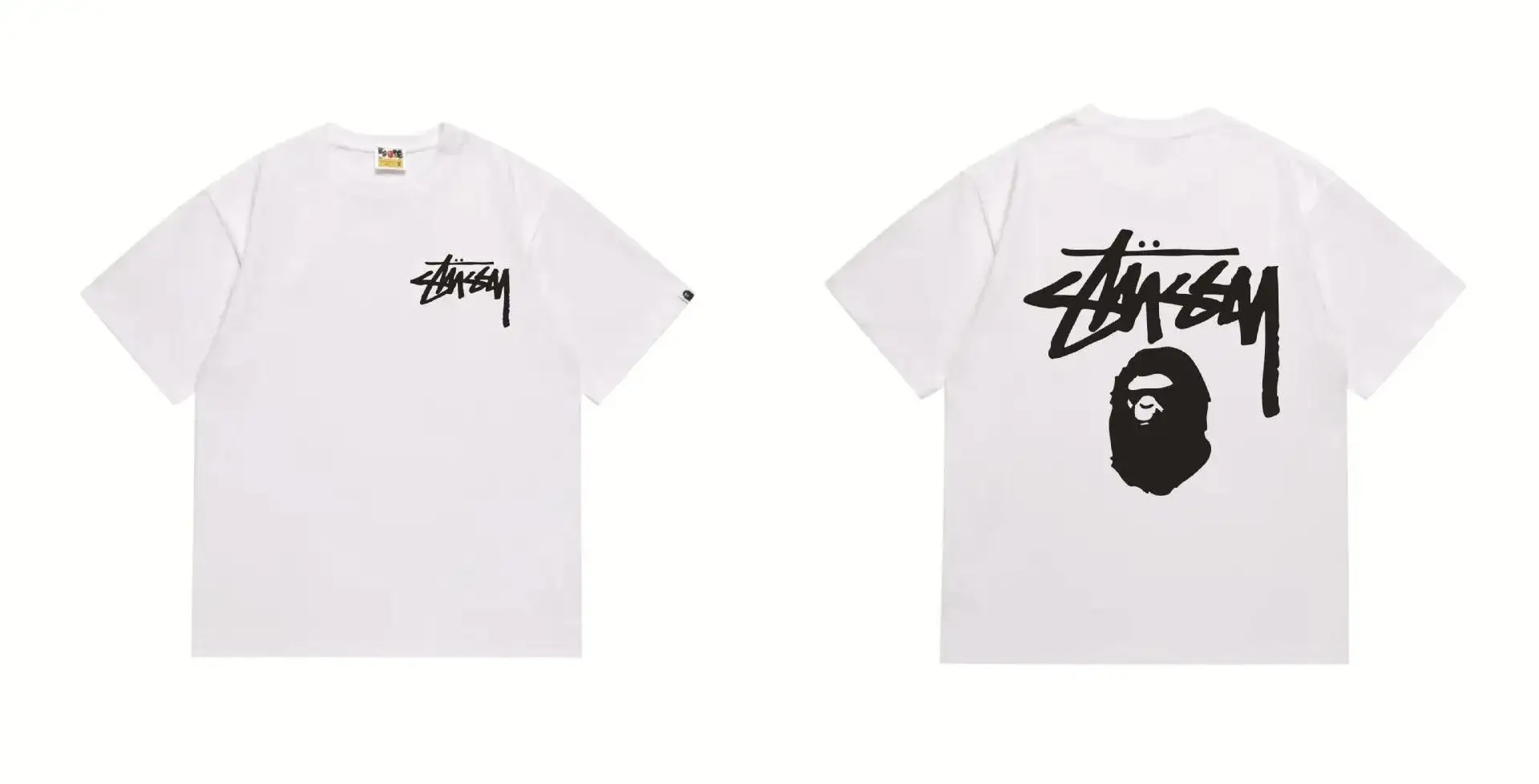 A Bathing Ape BAPE x Stussy Collaboration White Tee