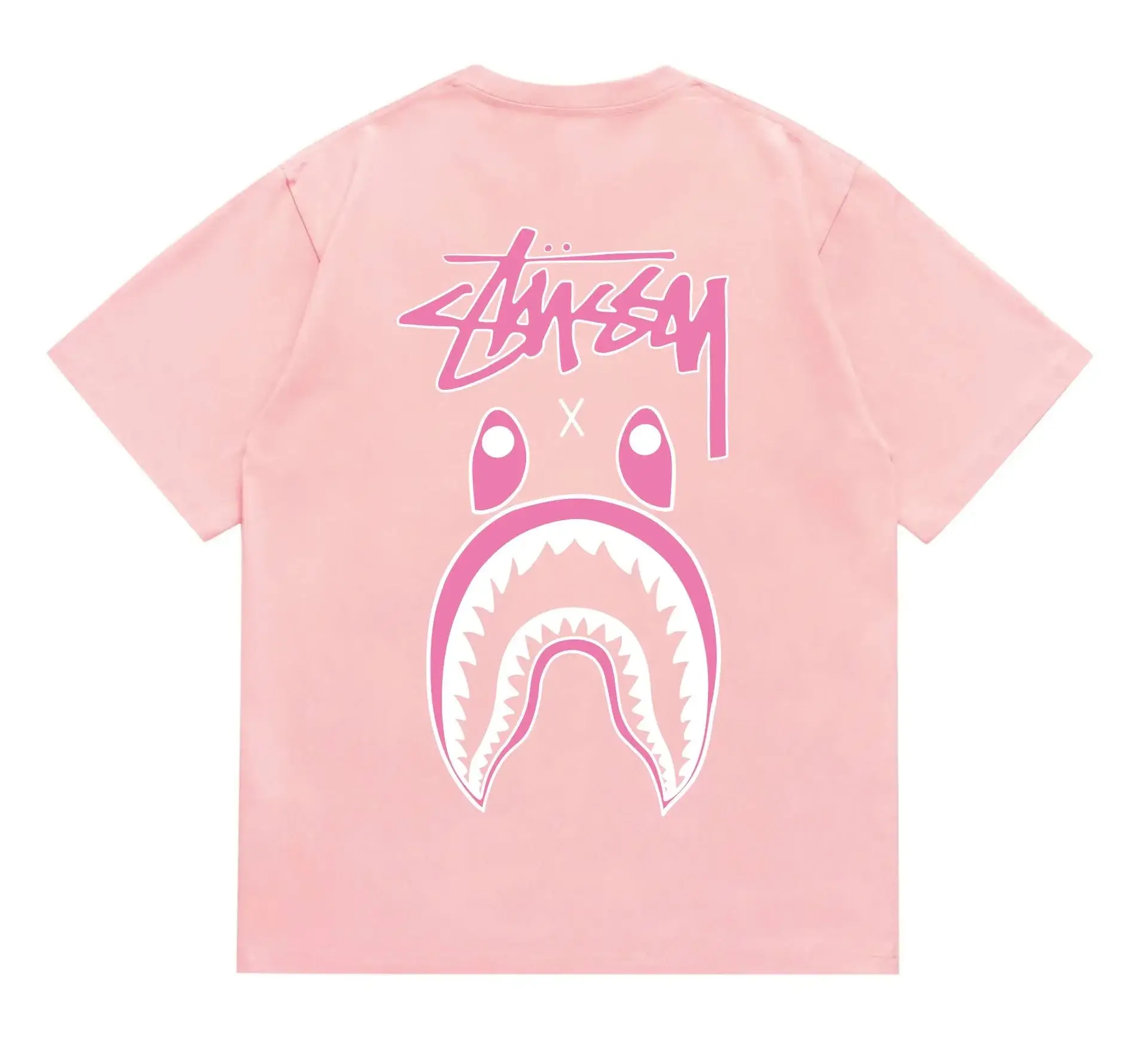 A Bathing Ape x Stussy Shark T-Shirt Pink