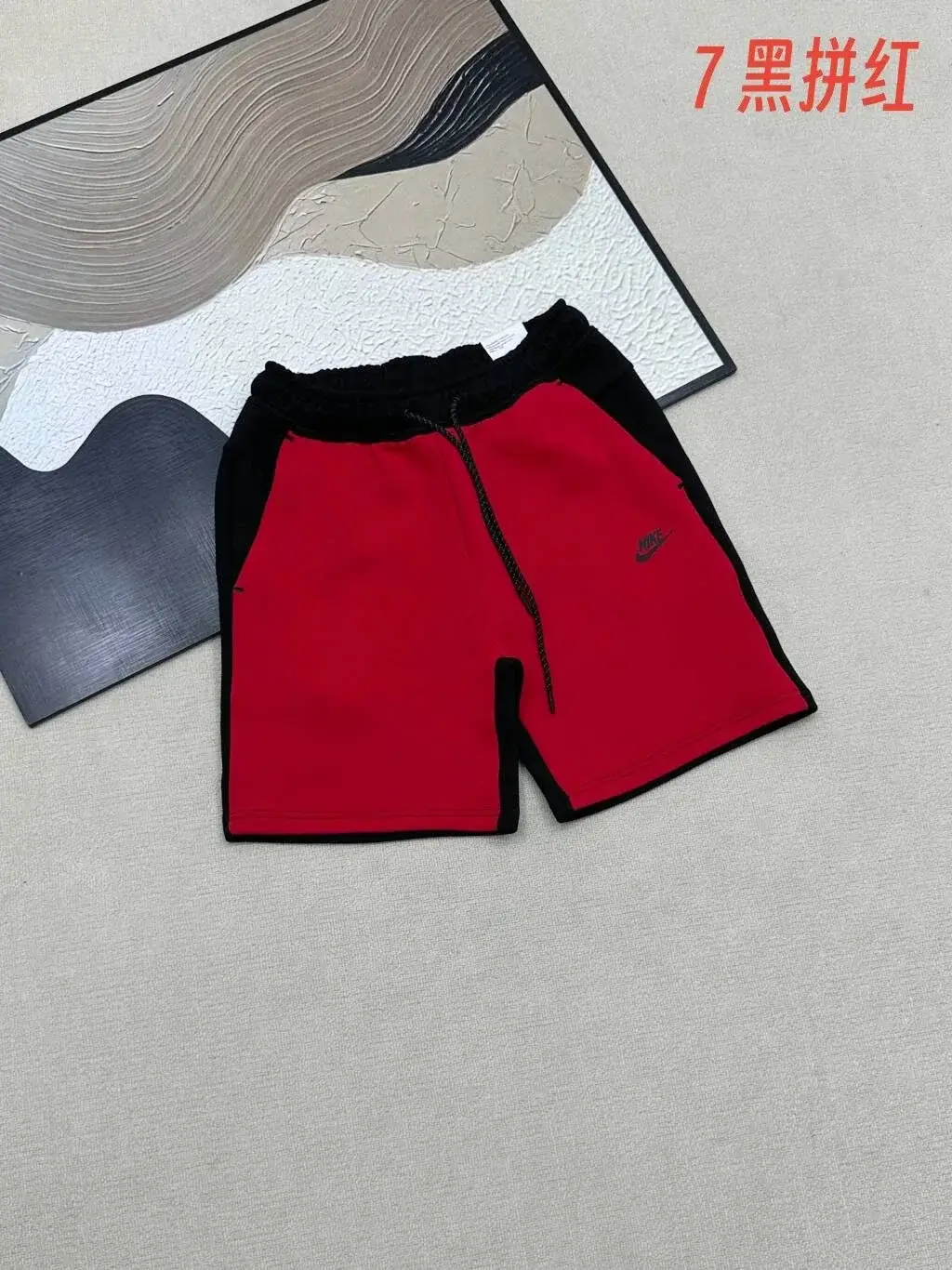Nike Tech Fleece Shorts Black and Red