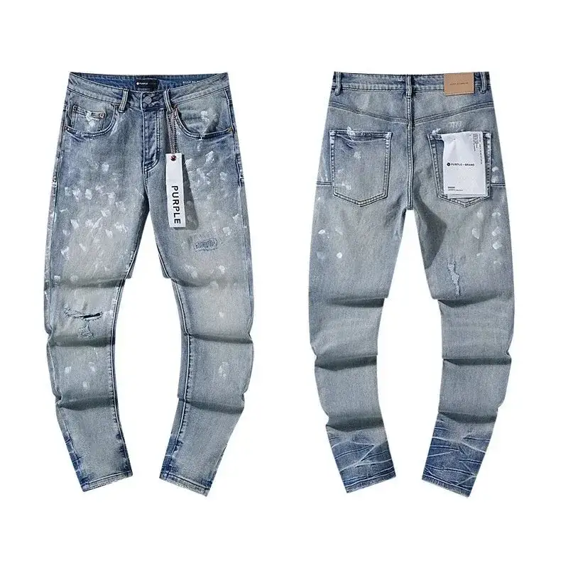 Purple Brand Light Wash Paint Splatter Jeans