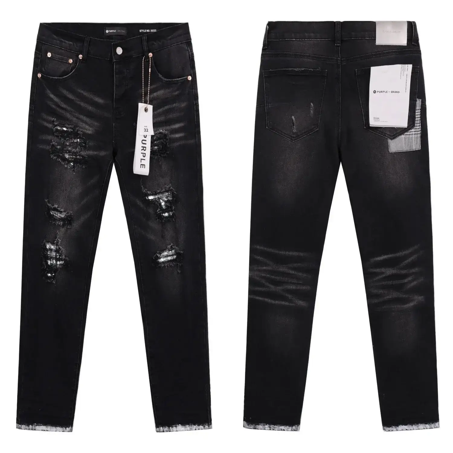 Purple Brand Black Coated Repair Jeans