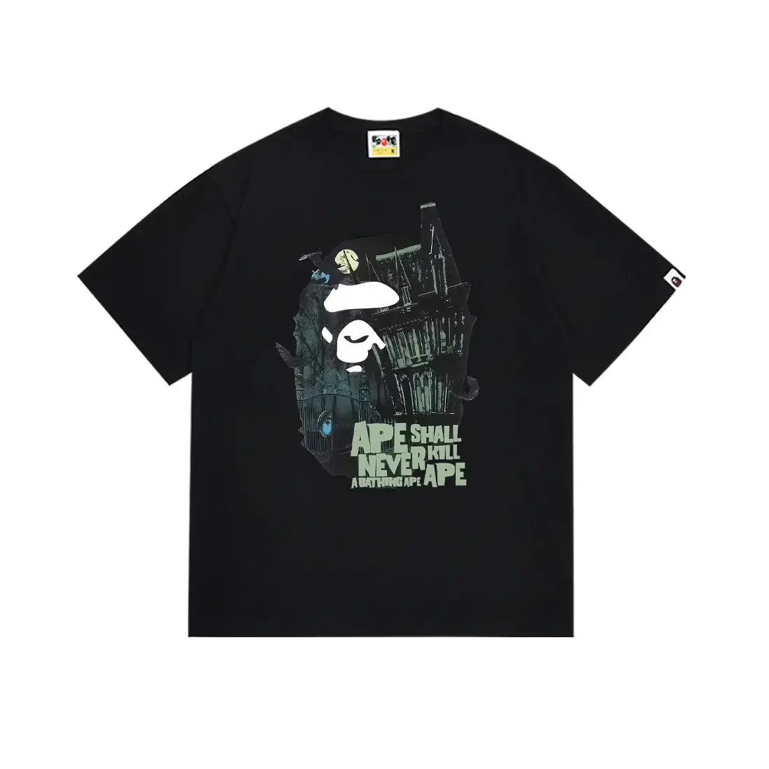 A Bathing Ape Haunted House Ape Head T-Shirt Black