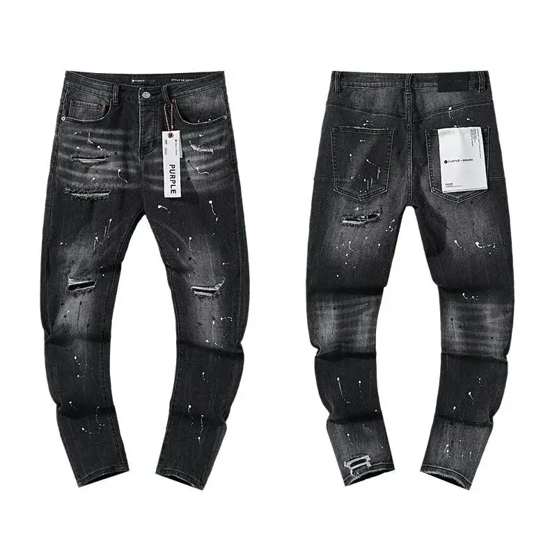 Purple Brand P001 Black Paint Splatter Jeans