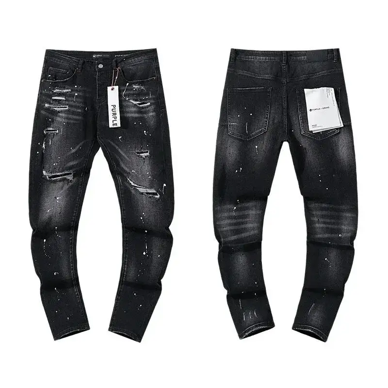 Purple Brand P001 Black Heavy Distressed Jeans