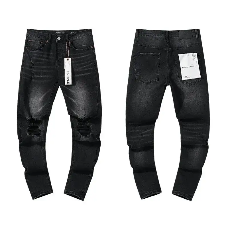 Purple Brand P001 Black Knee Rip Jeans