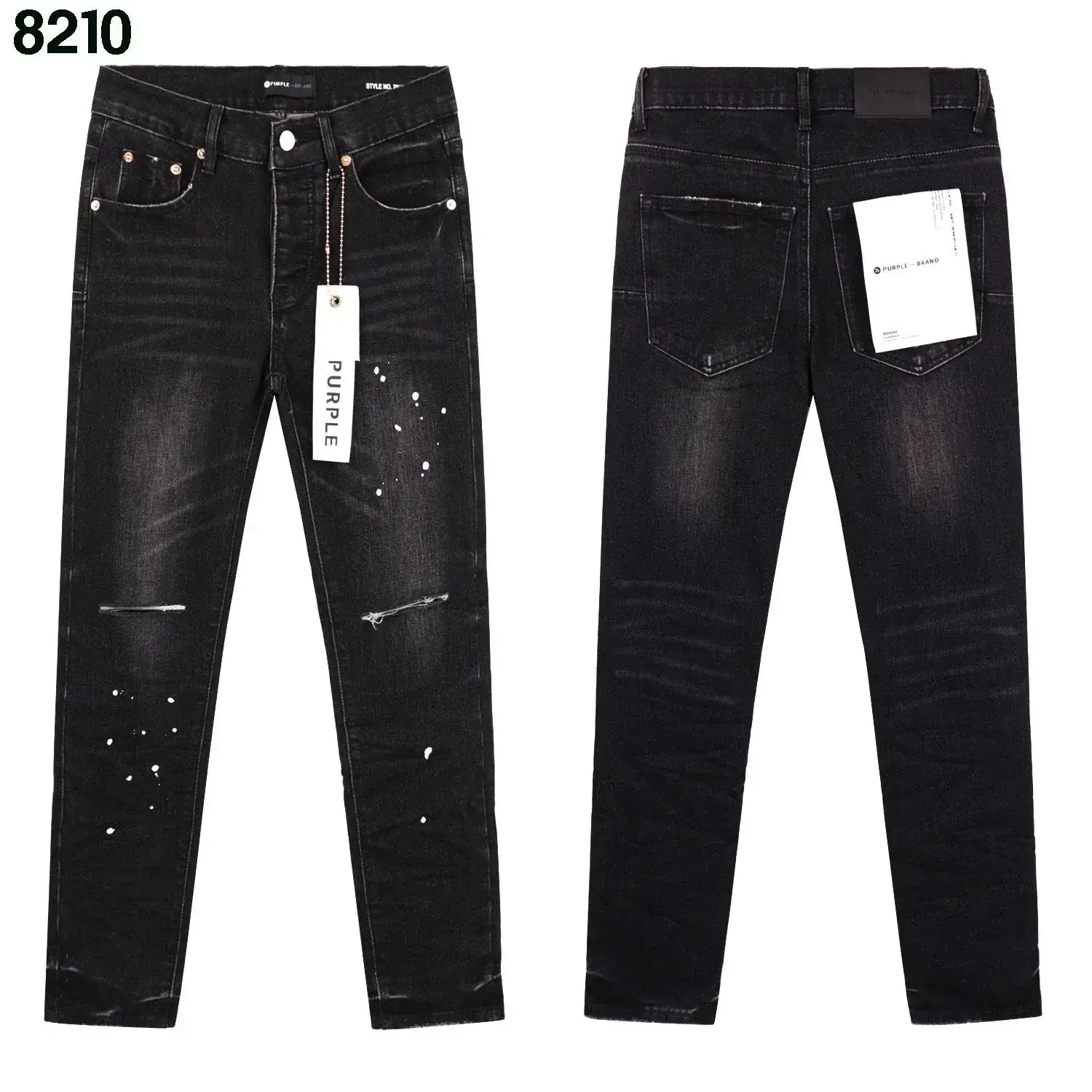 Purple Brand P001 Black Vintage Wash Paint Splatter Jeans