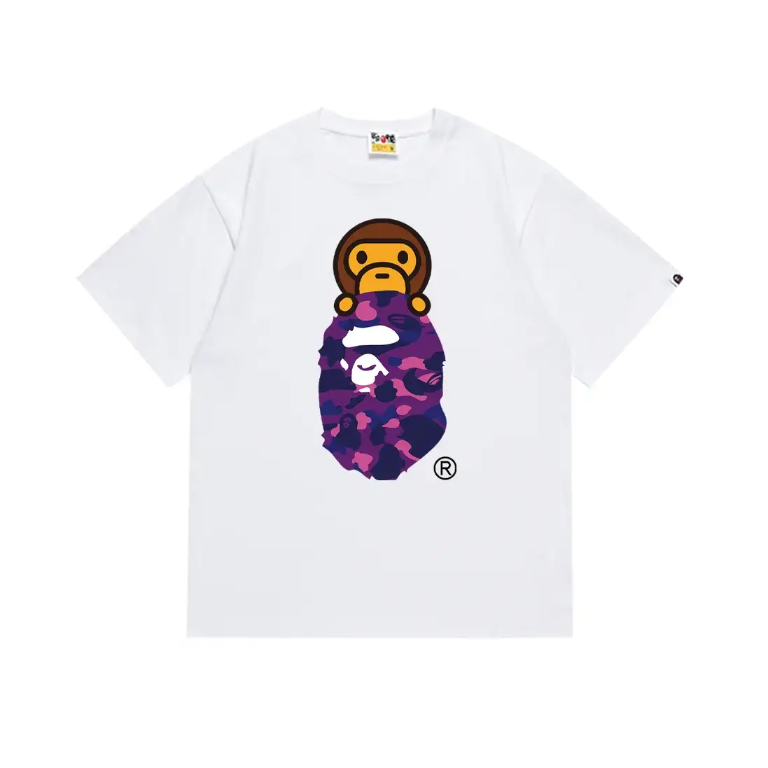 A Bathing Ape Baby Milo Purple Camo White T-Shirt