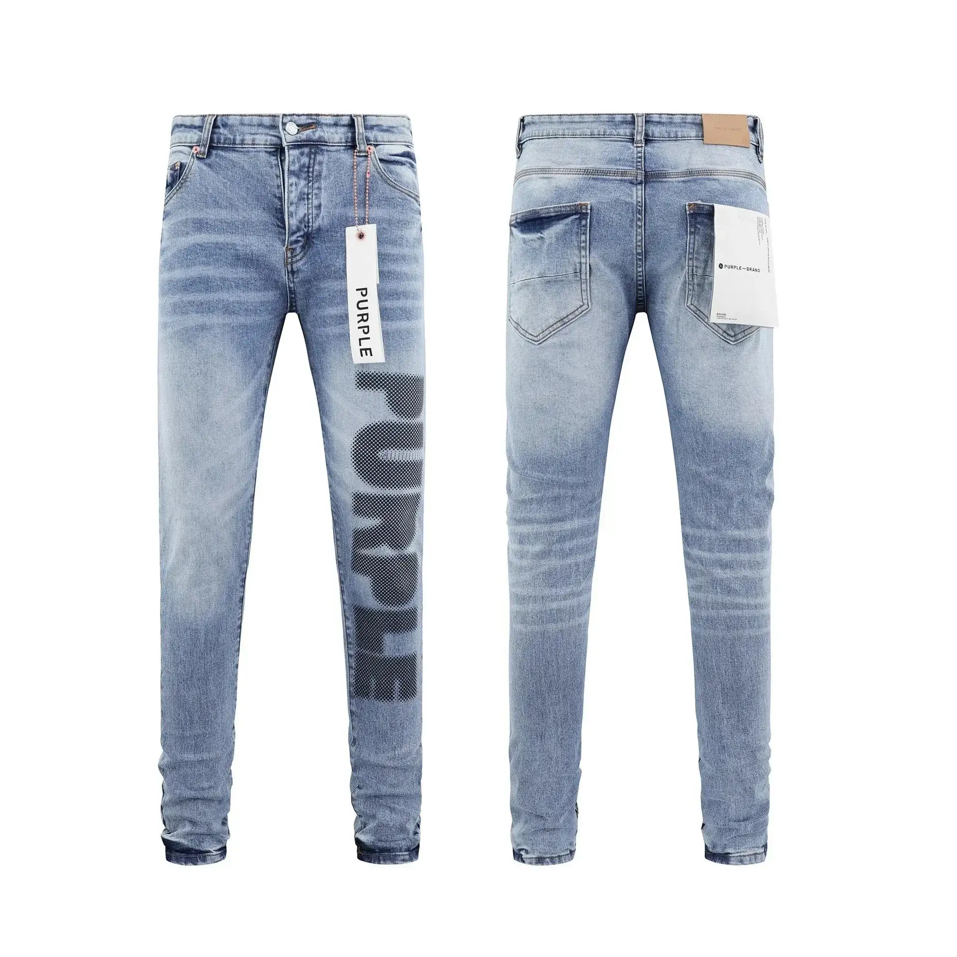 Purple Brand Logo Print Jeans Light Blue