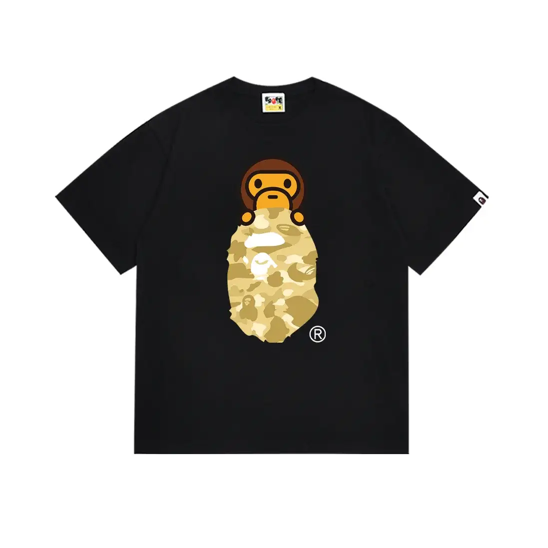 A Bathing Ape Baby Milo Yellow Camo Black T-Shirt