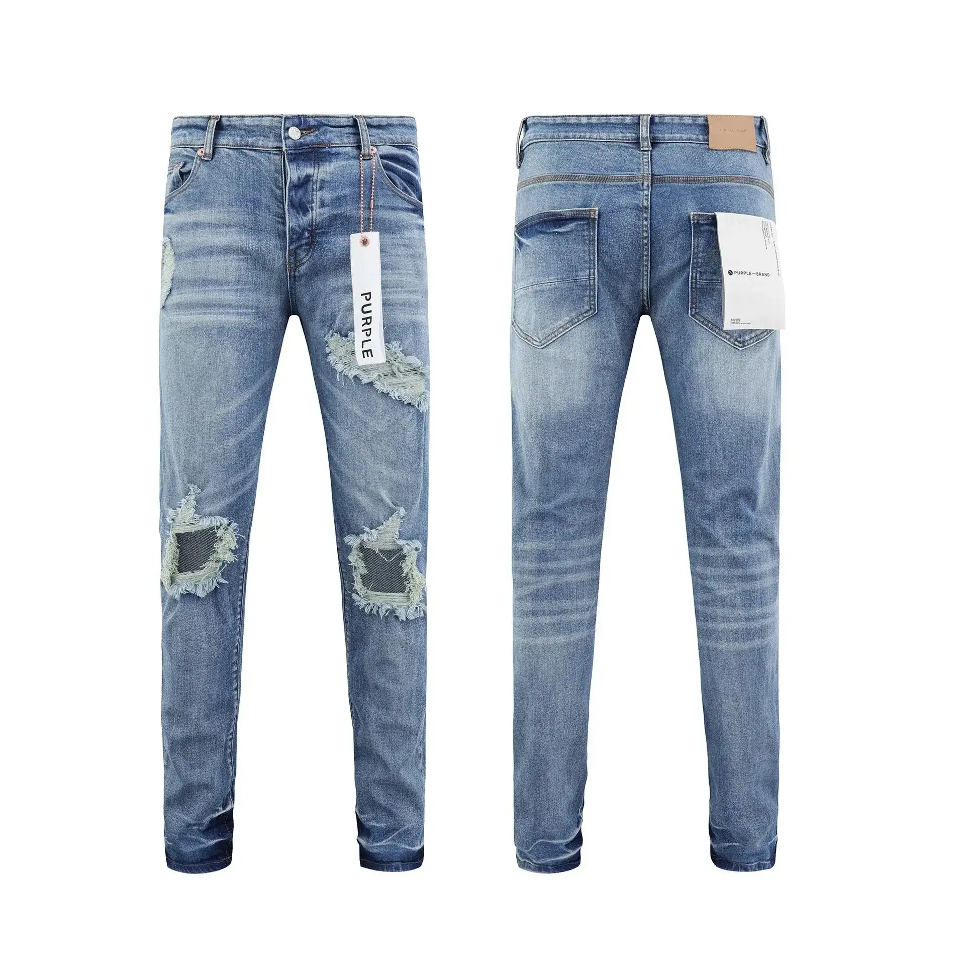 Purple Brand Knee Slash Jeans Mid Blue