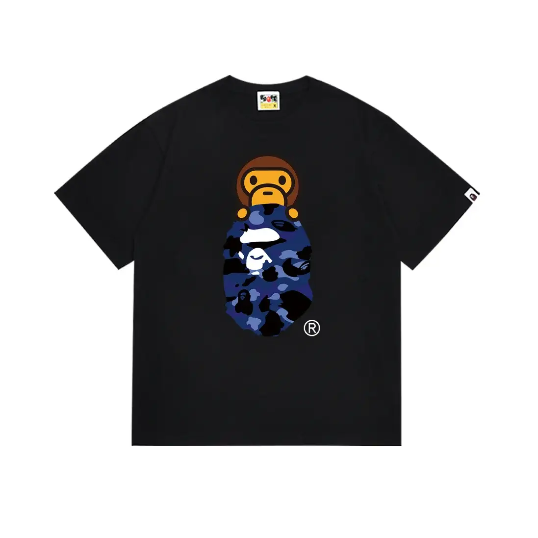 A Bathing Ape Baby Milo Blue Camo Black T-Shirt
