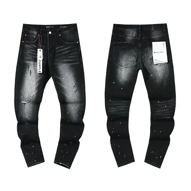 Purple Brand Paint Splatter Jeans Black