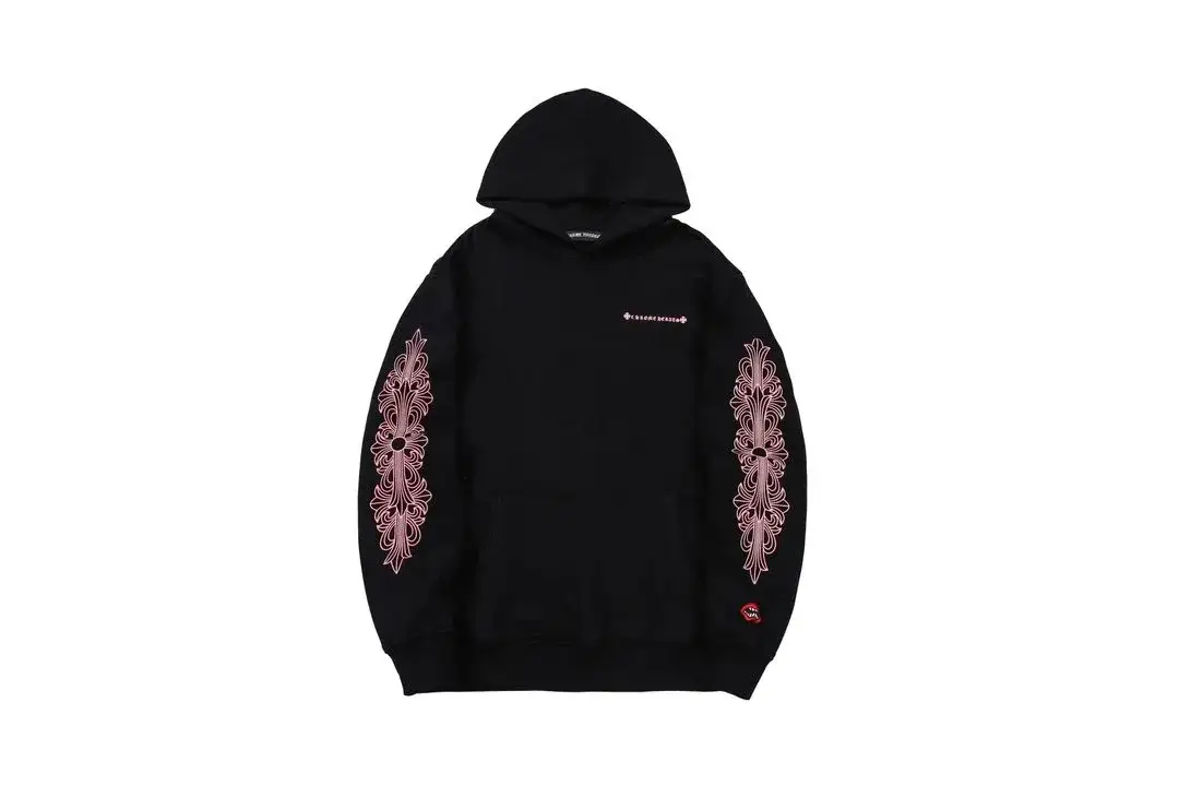 Chrome Hearts Black Scroll Cross Sleeve Hoodie