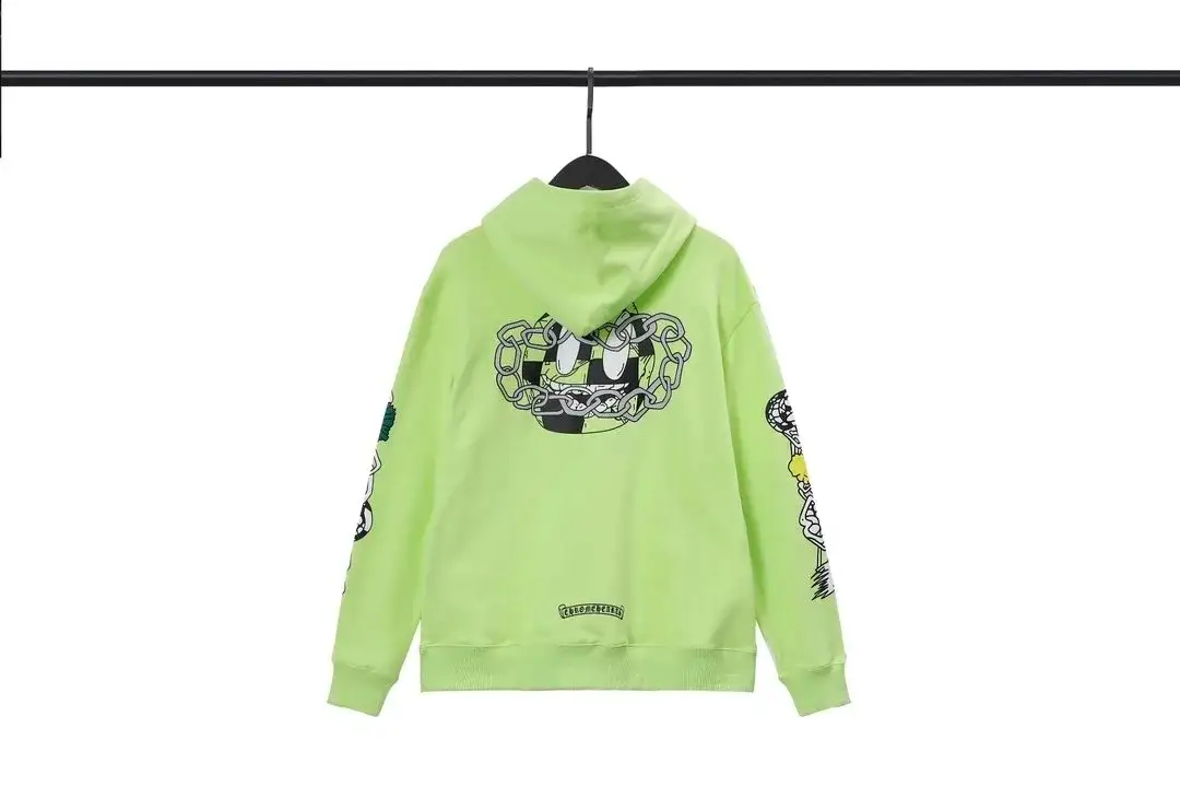 Chrome Hearts Lime Green Smiley Chain Hoodie