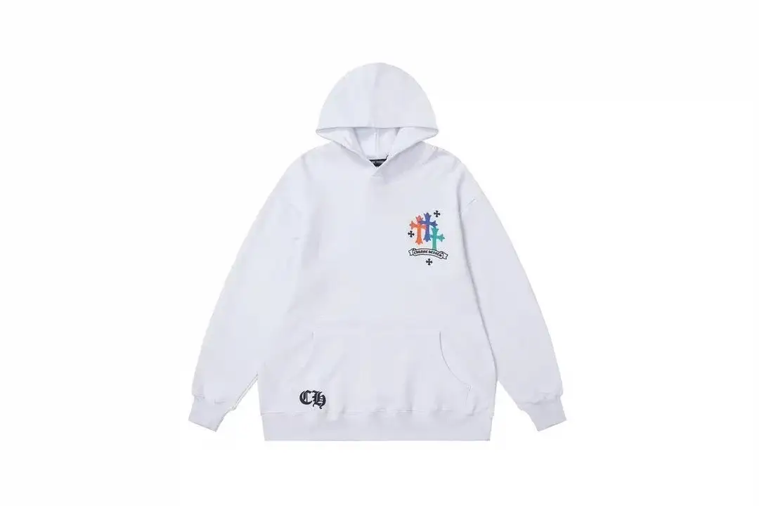 Chrome Hearts White Multi-Color Cross Hoodie