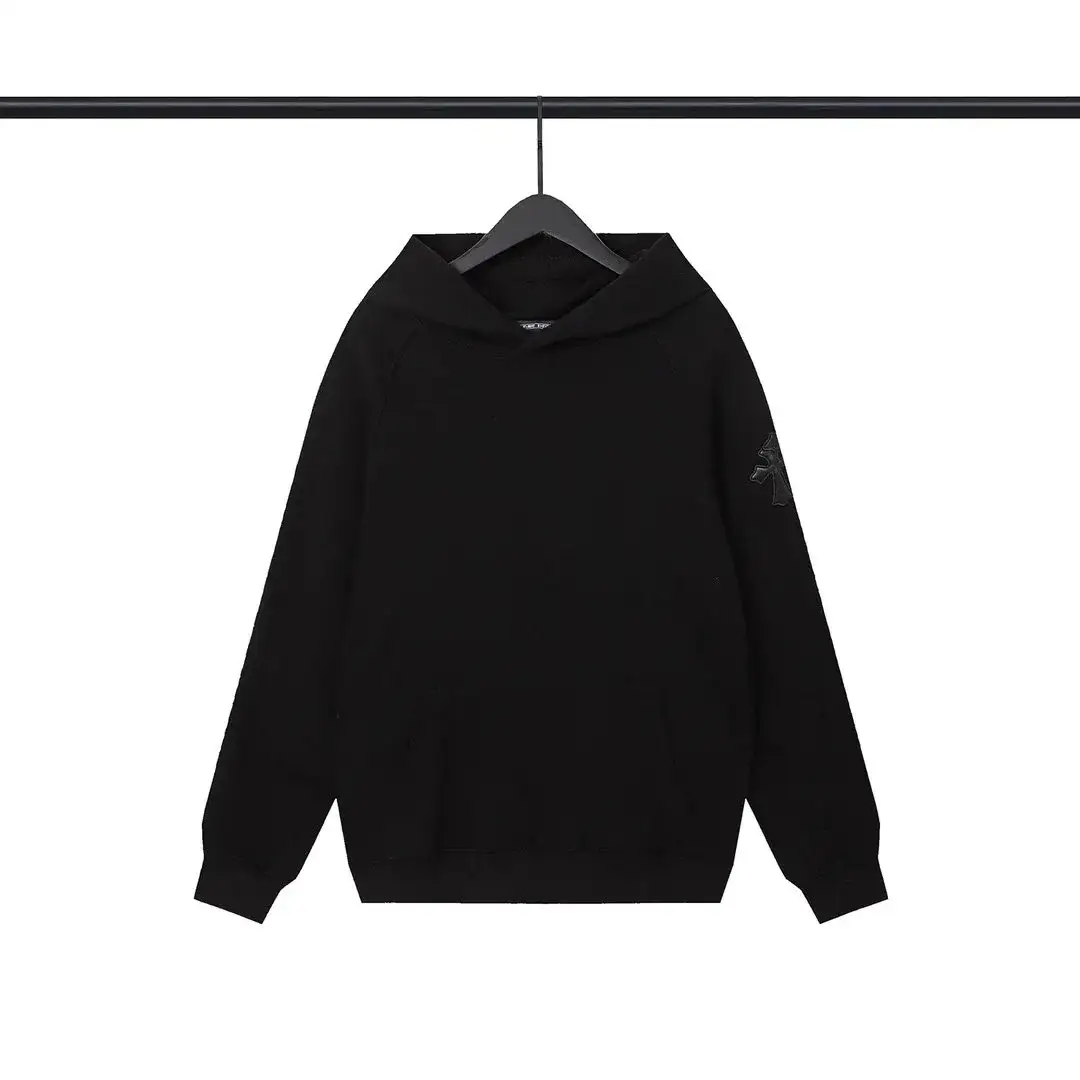 Chrome Hearts Black Leather Cross Patch Hoodie