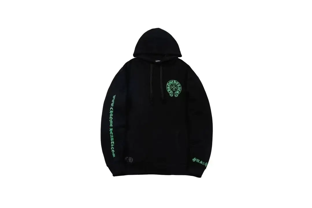 Chrome Hearts Green Cross Logo Black Hoodie