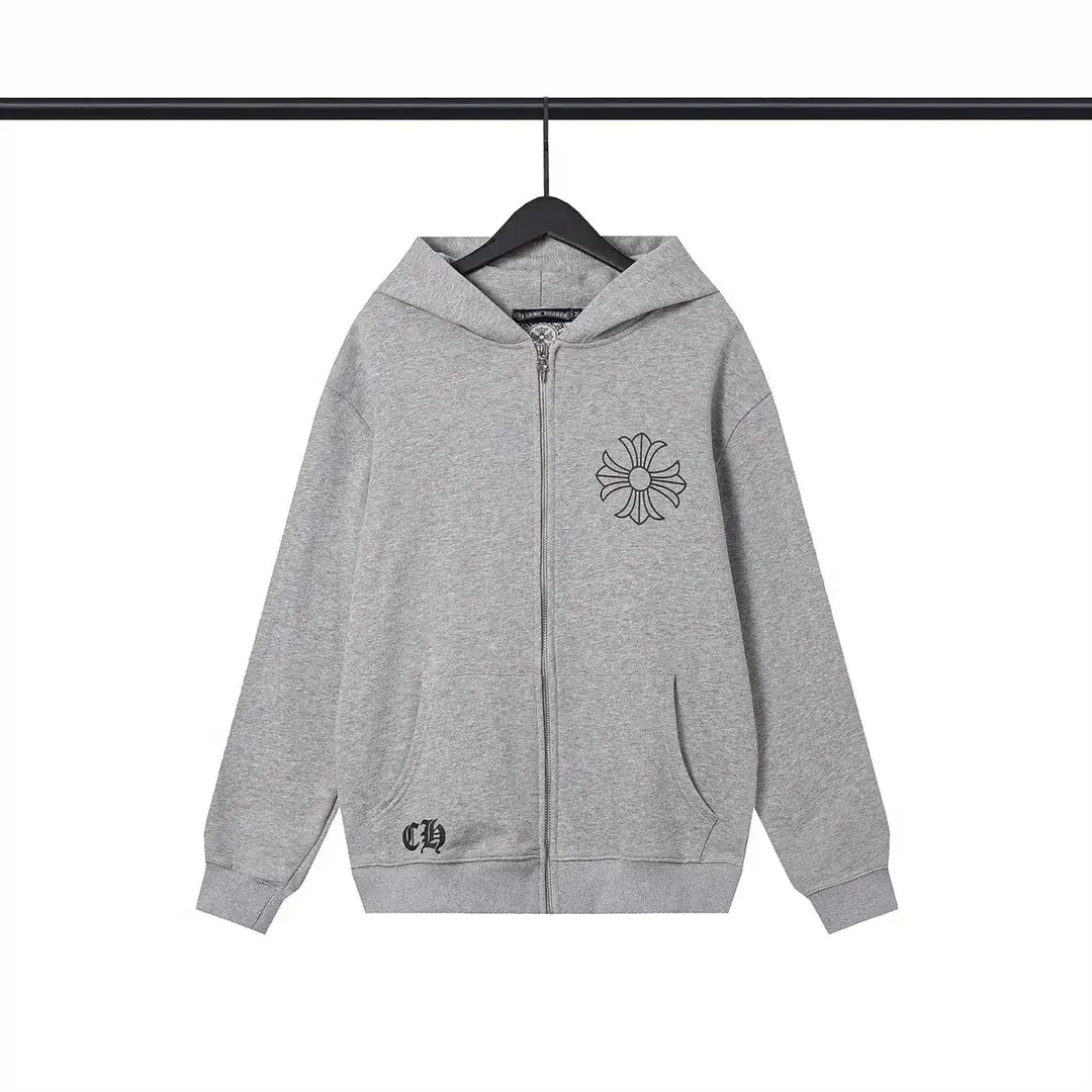 Chrome Hearts Cross Logo Grey Zip Hoodie