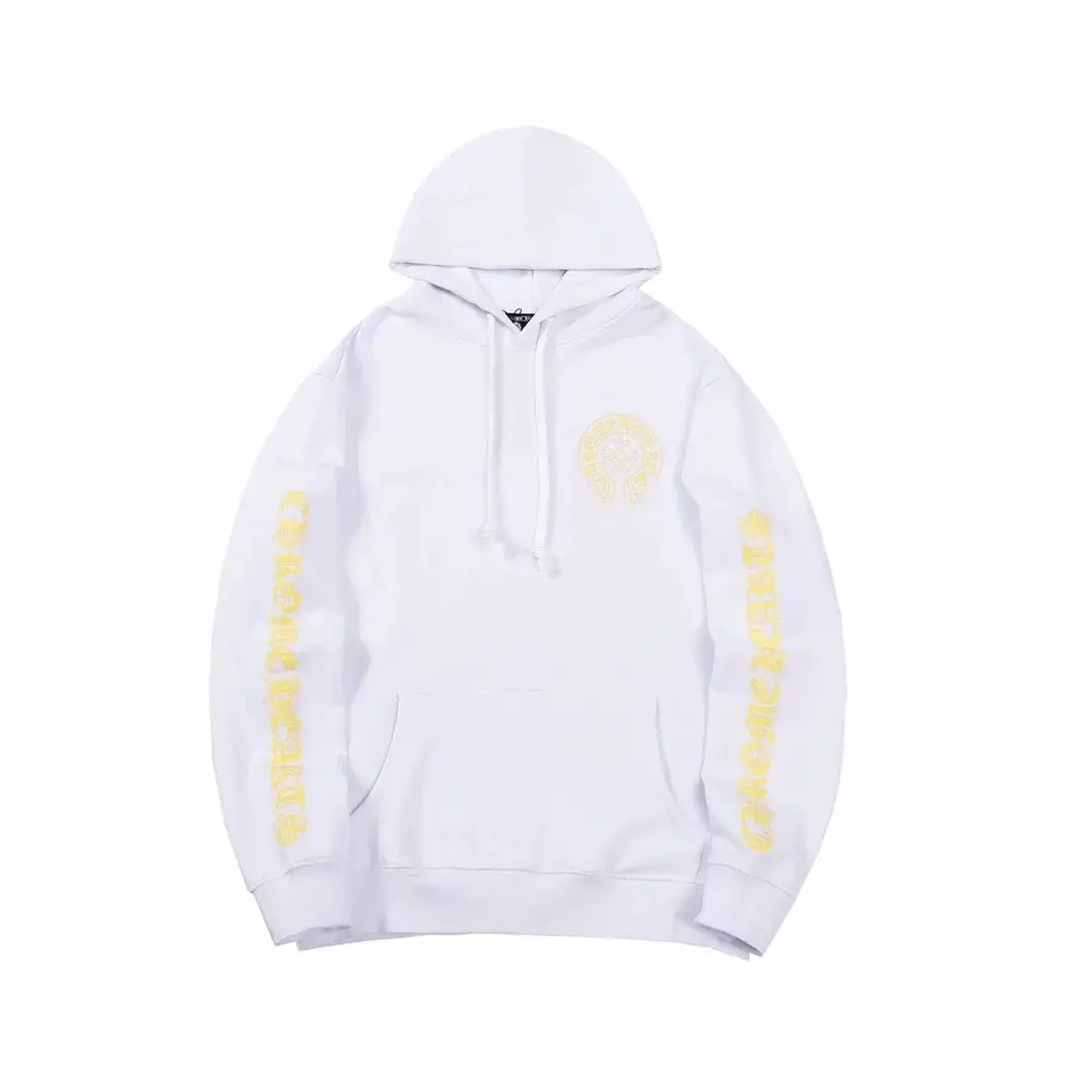 Chrome Hearts Yellow Cross Sleeve White Hoodie
