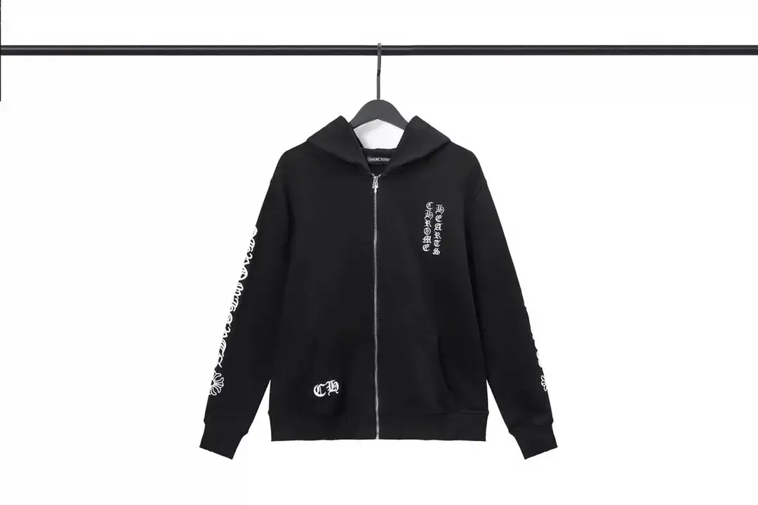 Chrome Hearts Gothic Script Full Zip Hoodie Black