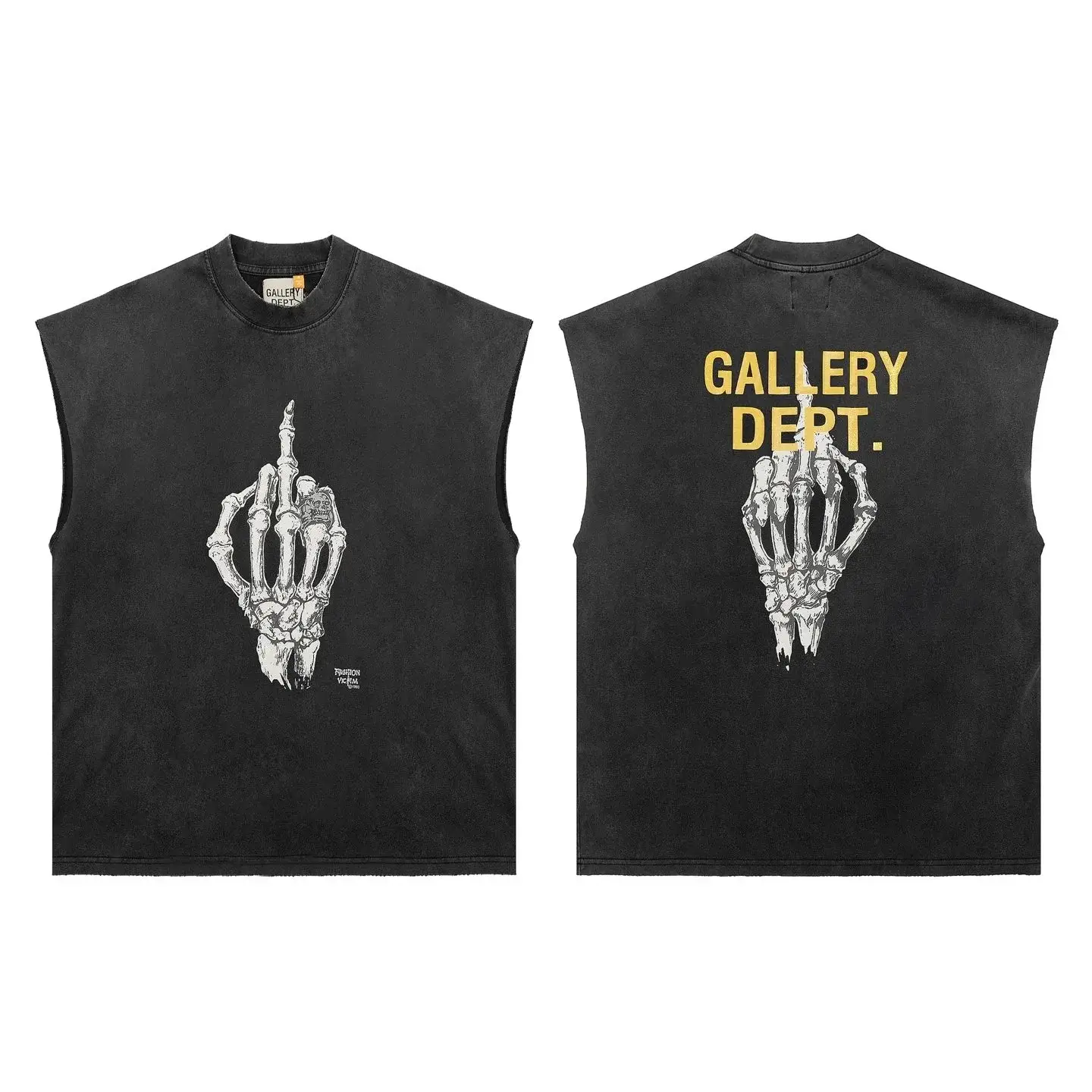 Gallery Dept. Middle Finger Skeleton Tank Top Black