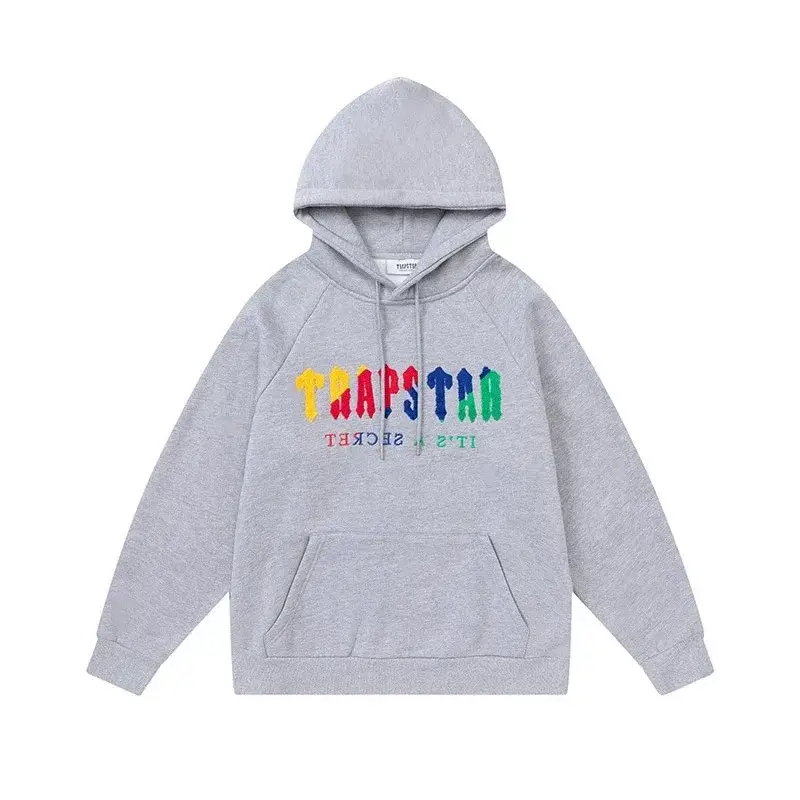 Trapstar Chenille Decoded Hooded Sweatshirt Grey Rainbow