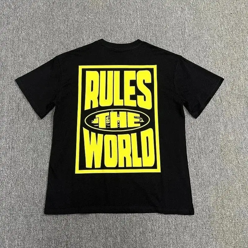 Unbranded Rules The World Graphic T-Shirt Black Yellow