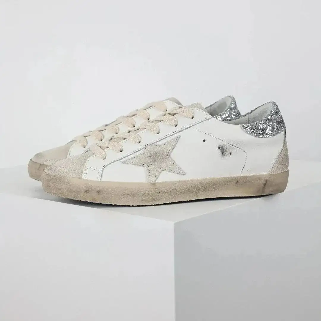 Golden Goose Superstar White Silver Glitter Sneakers