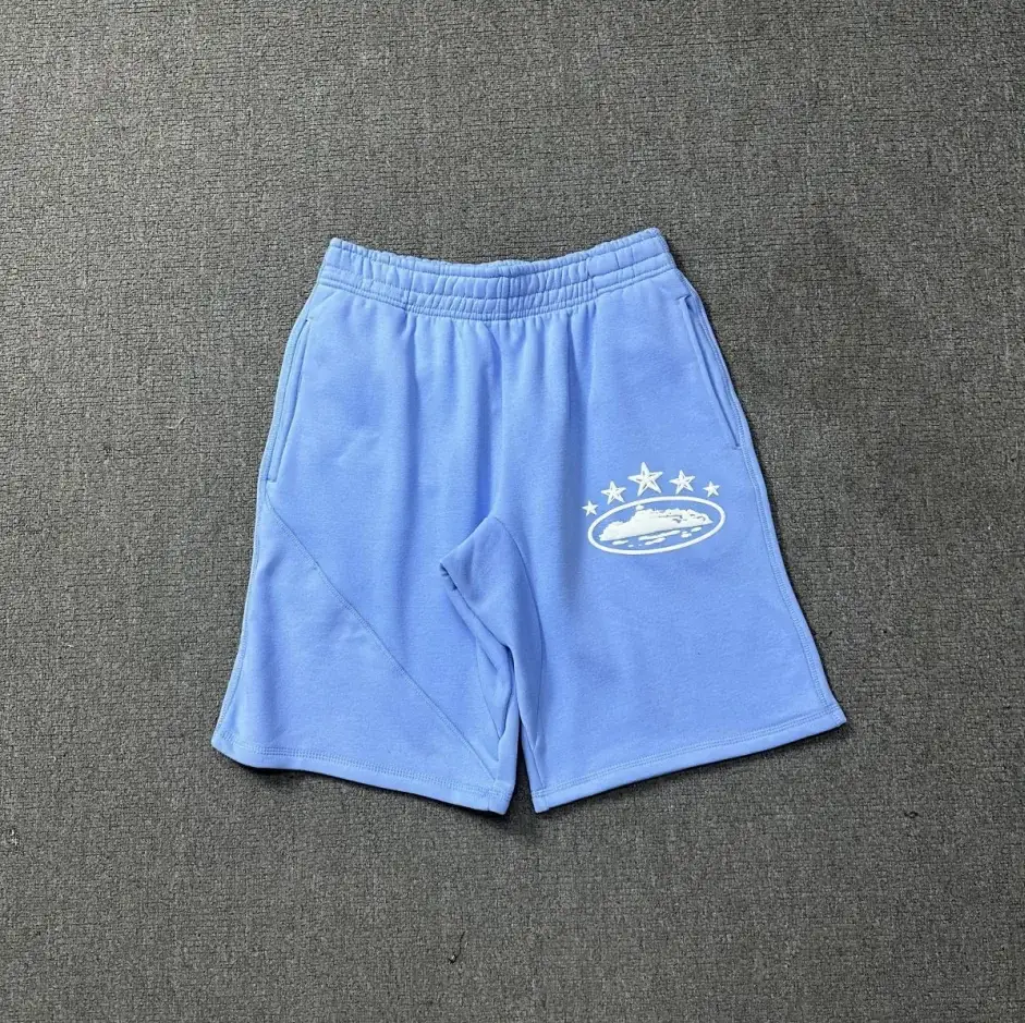 Corteiz 5-Star Alcatraz Shorts Light Blue