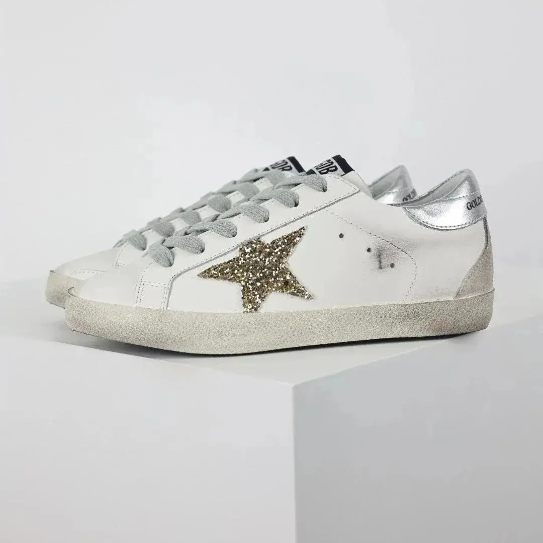 Golden Goose Superstar Gold Glitter Star Silver