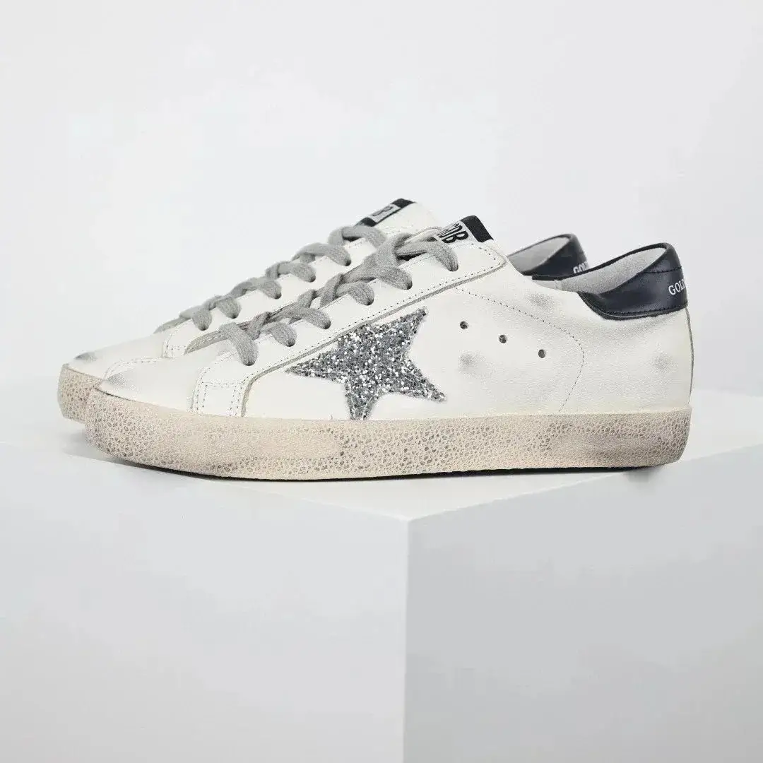 Golden Goose Superstar Silver Sequin Star Navy