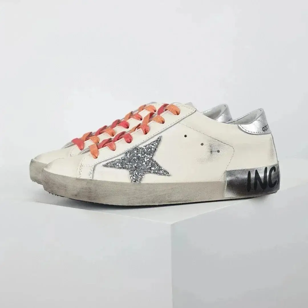 Golden Goose Ball Star Orange Laces White