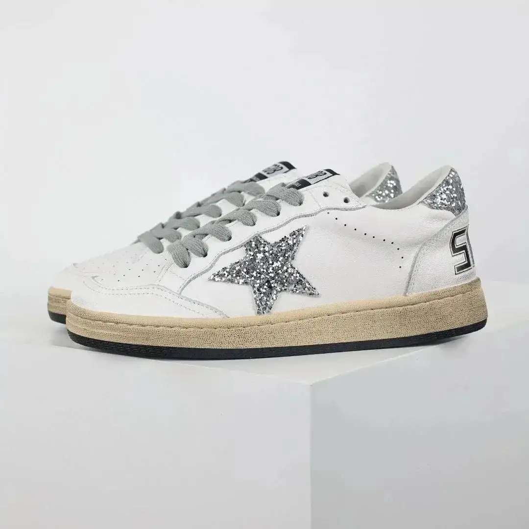 Golden Goose Ball Star Glitter Heel White