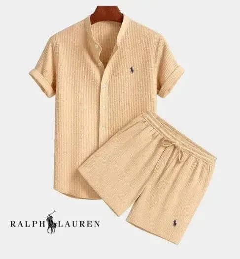 Ralph Lauren Short Sleeve Shirt and Shorts Set Yellow
