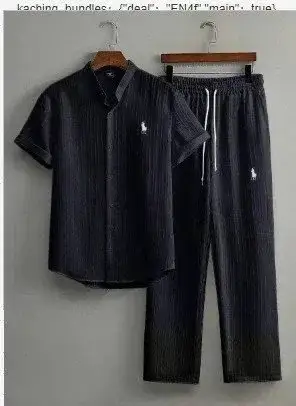 Ralph Lauren Short Sleeve Shirt and Pants Set Black