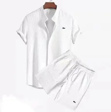 Lacoste Short Sleeve Shirt and Shorts Set White