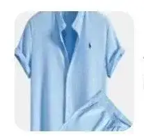 Polo Ralph Lauren Ribbed Short Sleeve Set Light Blue