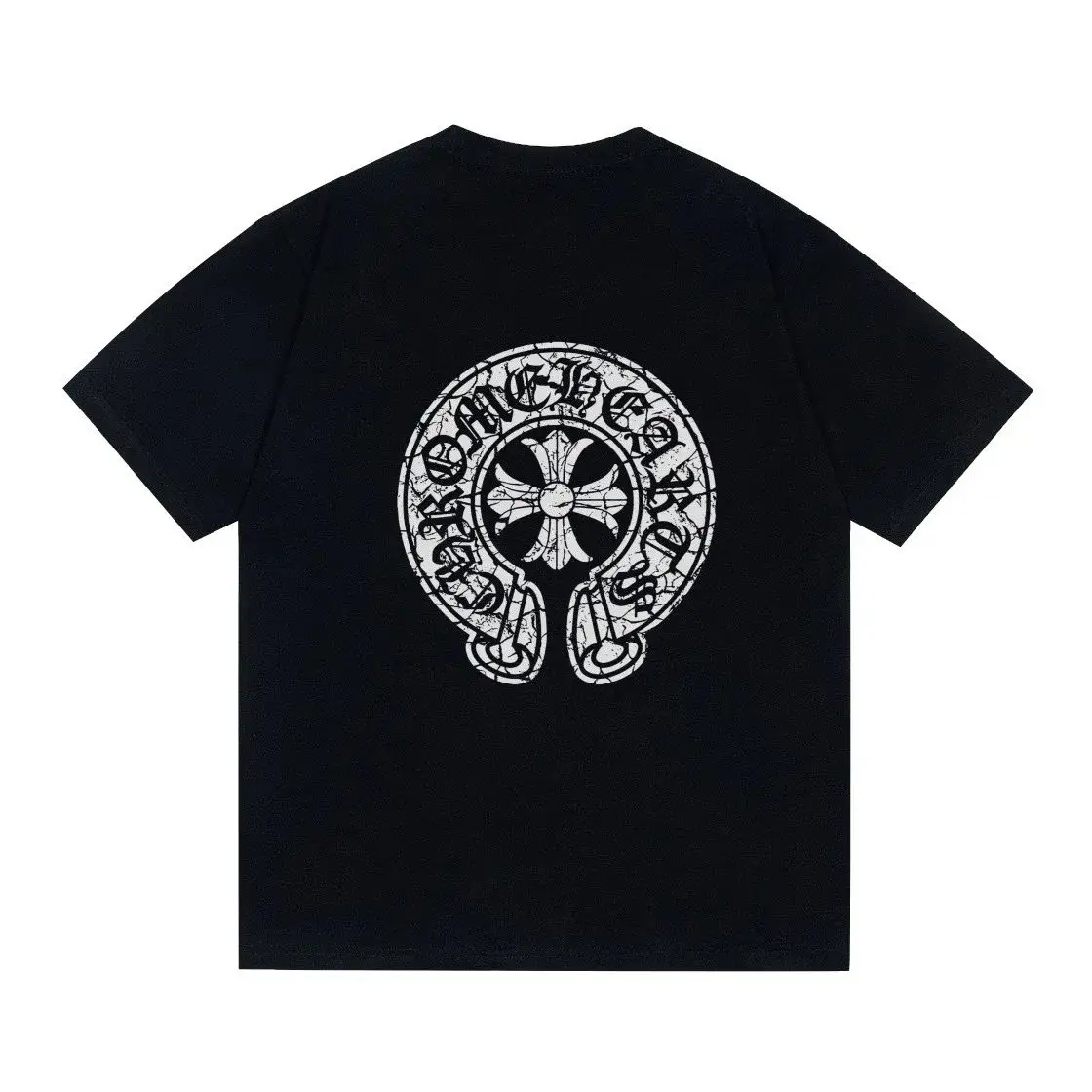 Chrome Hearts Horseshoe Cross Crackle T-Shirt Black