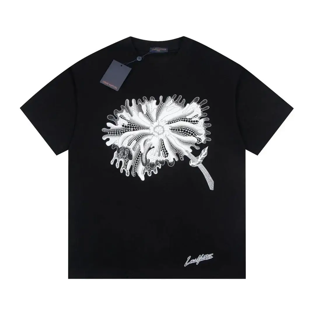 Louis Vuitton Flower Graphic T-Shirt Black White