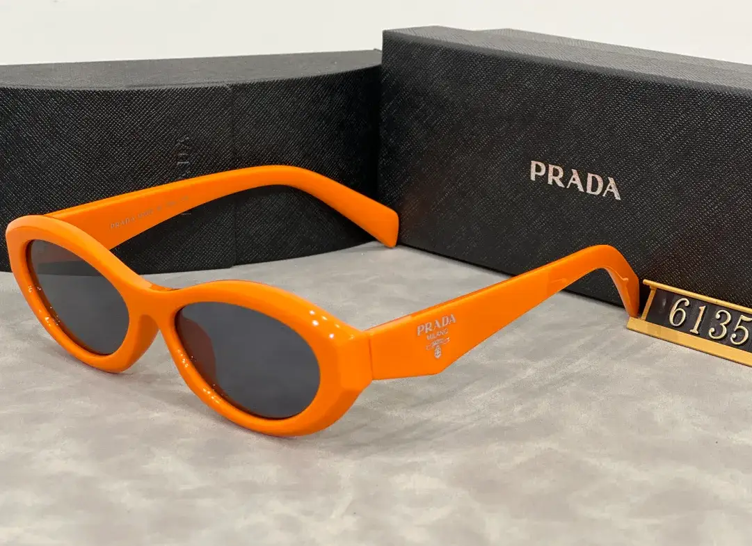Prada Oval Sunglasses Orange Grey