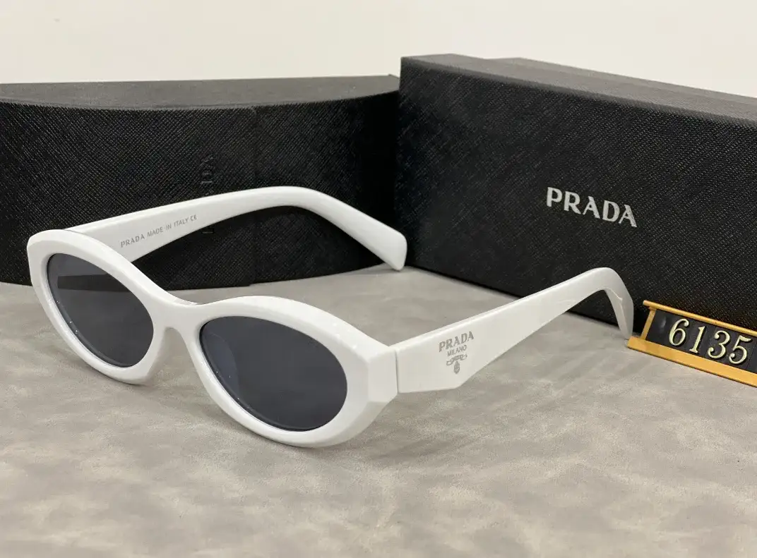 Prada Oval Sunglasses White Grey