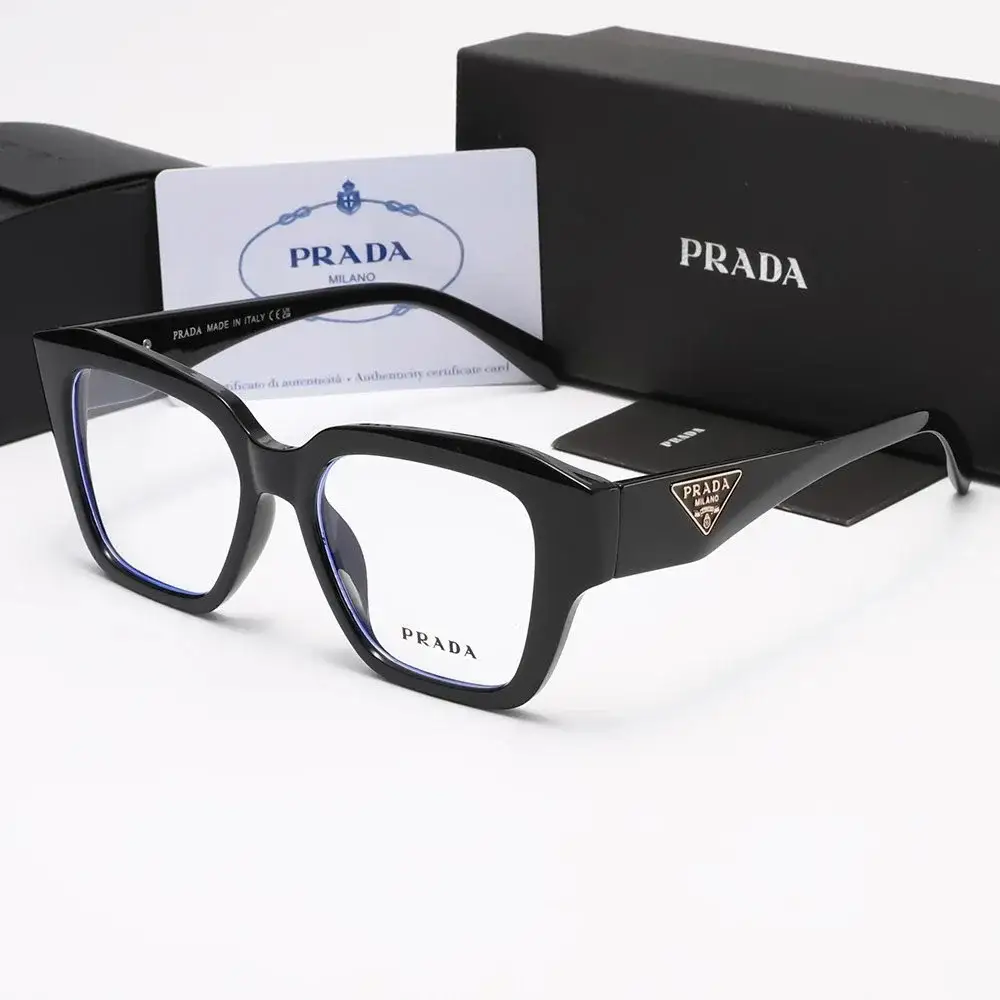 Prada Symbole Black Clear Lenses Sunglasses