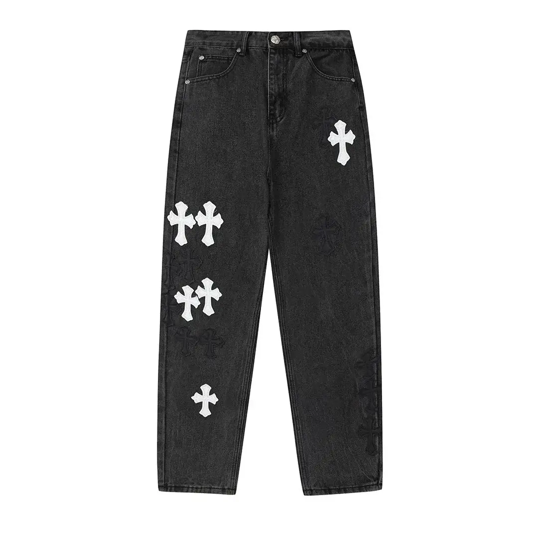 Chrome Hearts Cross Patch Denim Jeans Black Wash