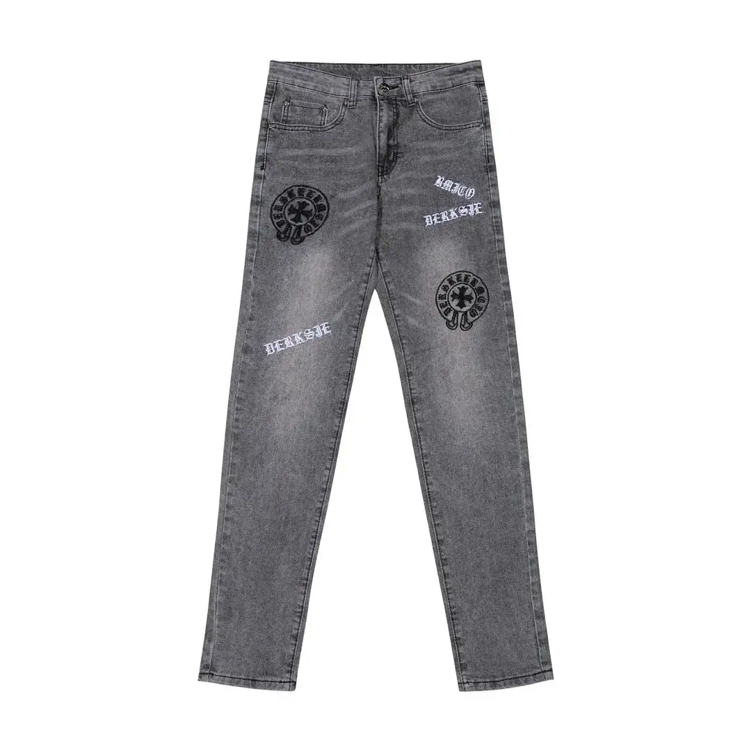 Chrome Hearts Graphic Print Denim Jeans Charcoal
