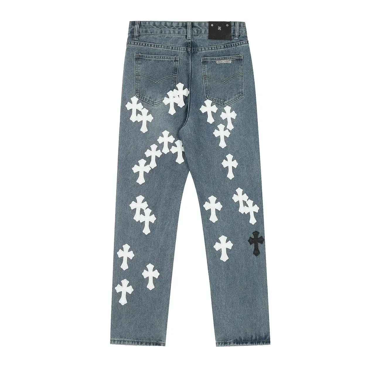 Chrome Hearts Multi Cross Patch Jeans Blue White