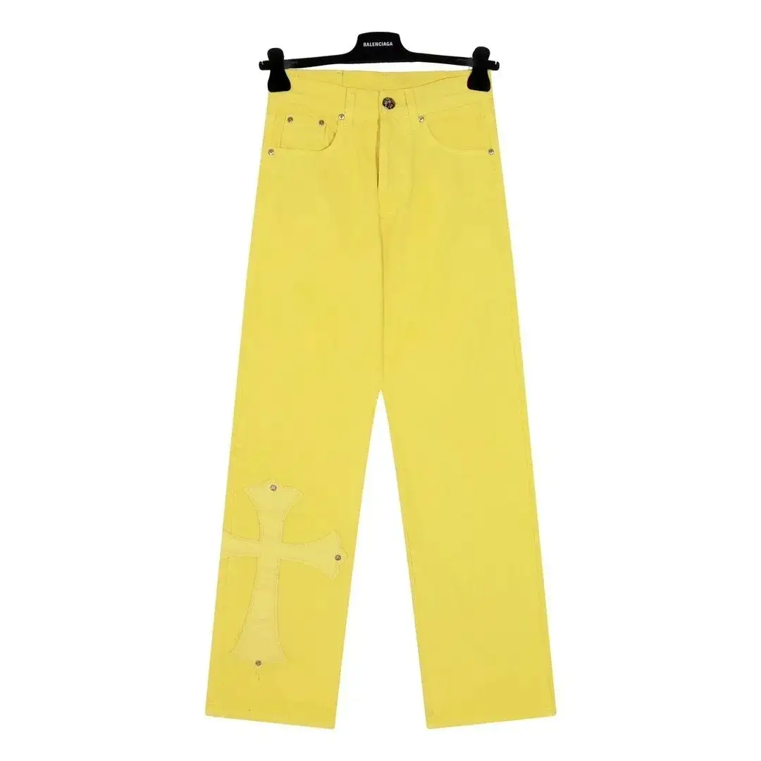 Chrome Hearts Cross Patch Yellow Jeans