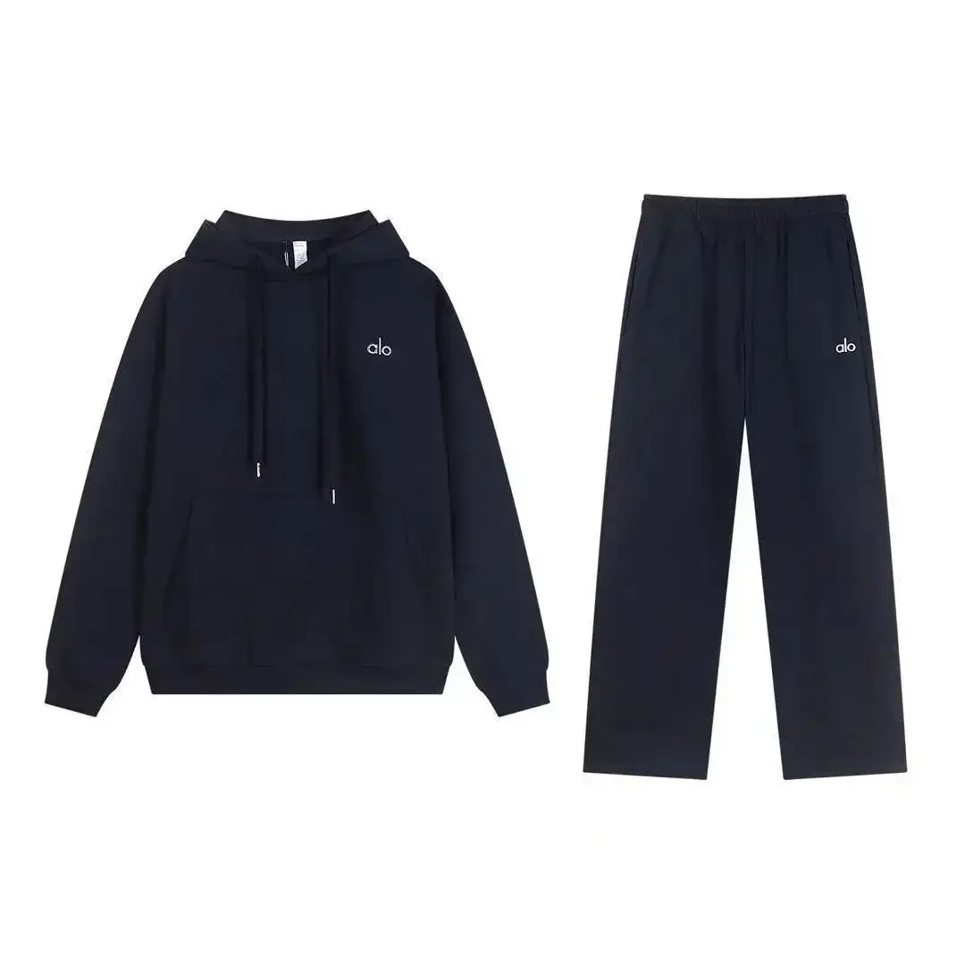 Alo Yoga Hooded Straight-Leg Set Navy