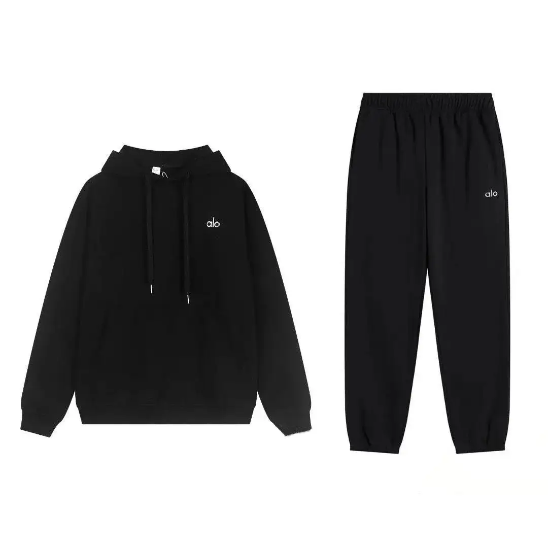 Alo Yoga Hooded Jogger Set Black