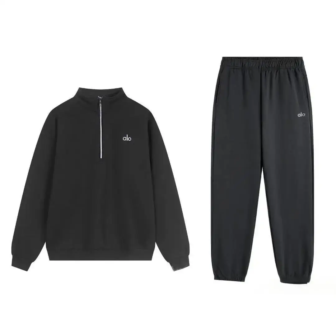 Alo Yoga Half-Zip Ankle-Tightening Set Black