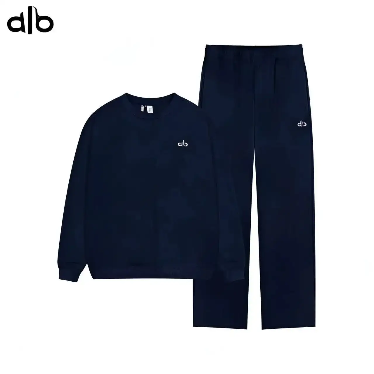 Alo Yoga Navy Blue Crew Neck Straight Cut Suit